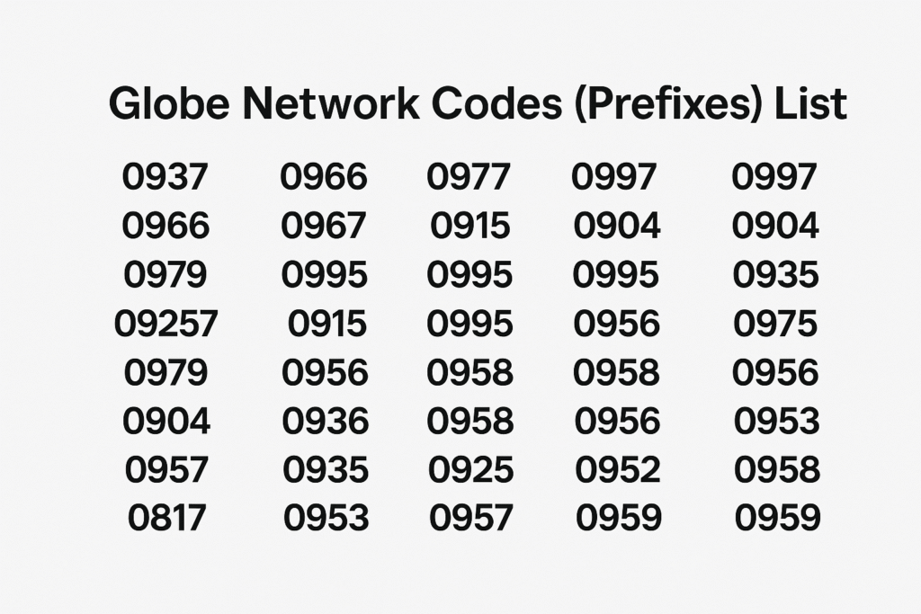 Globe Network Codes