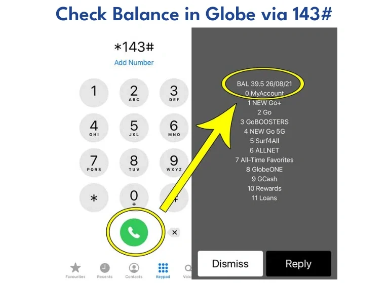 Check balance in Globe 123#