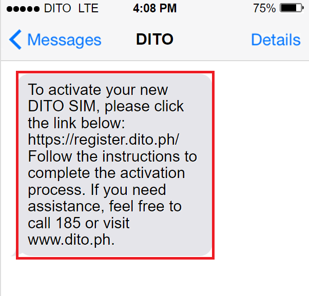 Register via sms