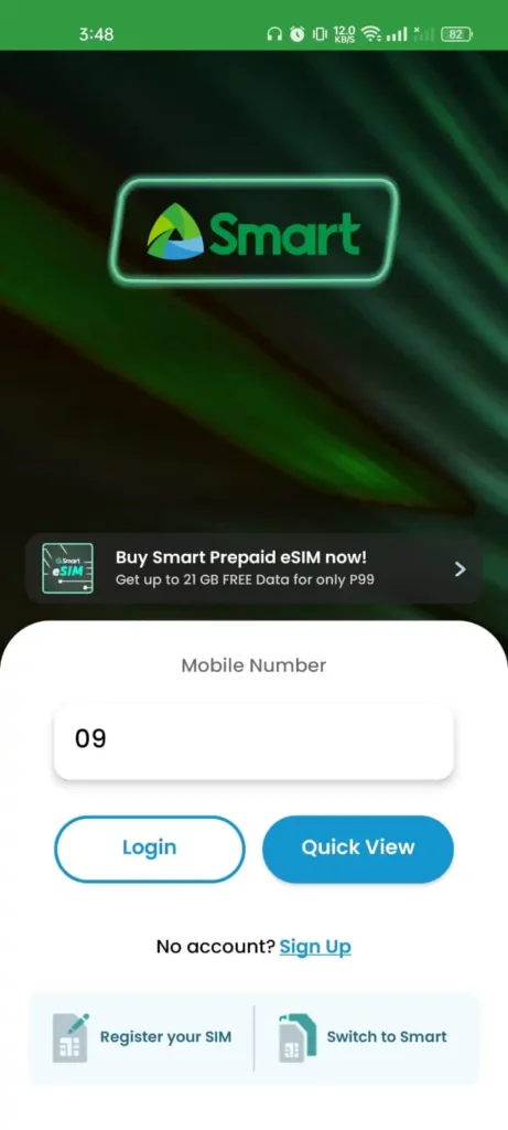 Smart-Sim-Registeration-APP-Login-Interface